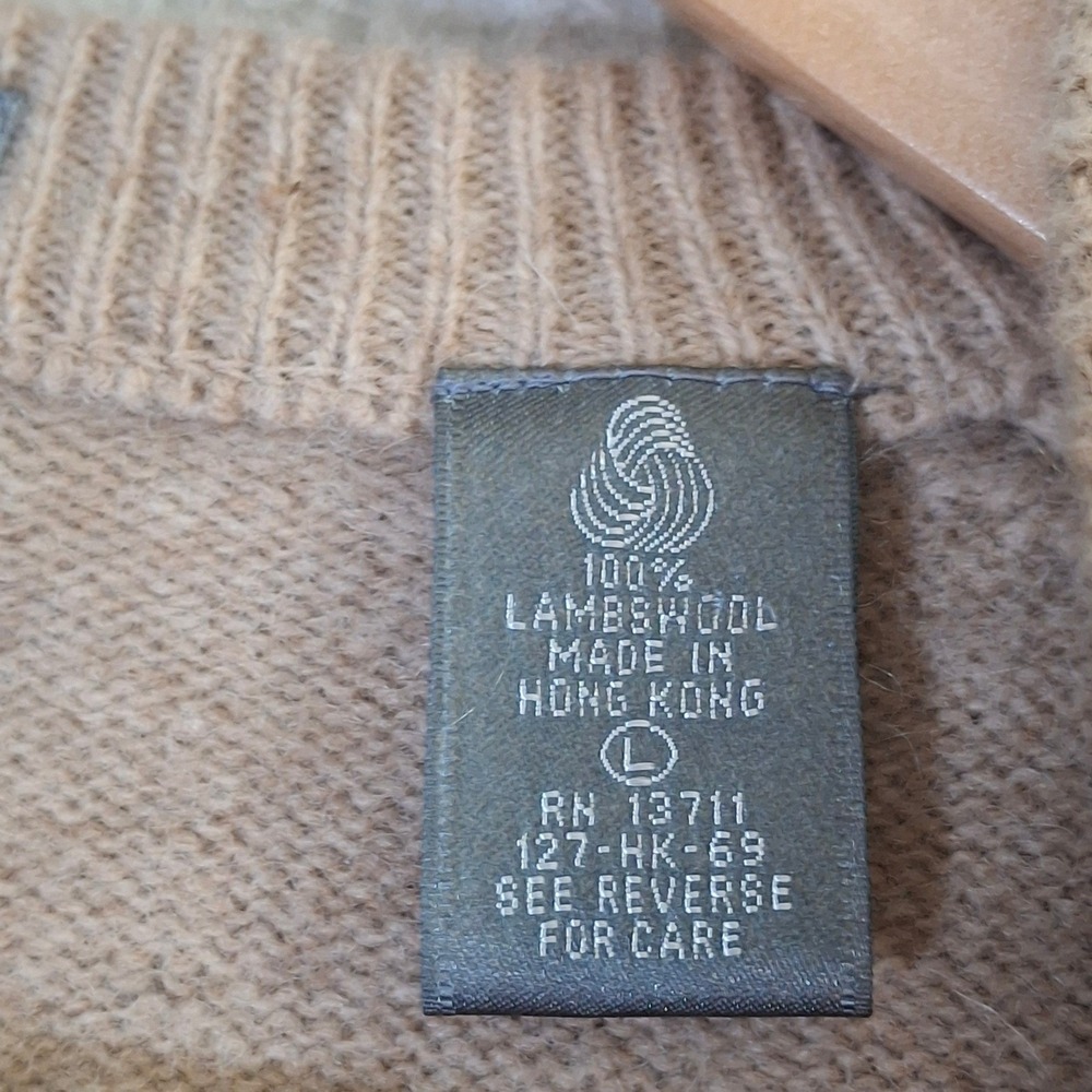 Vintage 80s Lord & Taylor Lambswool V-Neck Sweater Vest Mens Large Tan - Picture 5 of 7